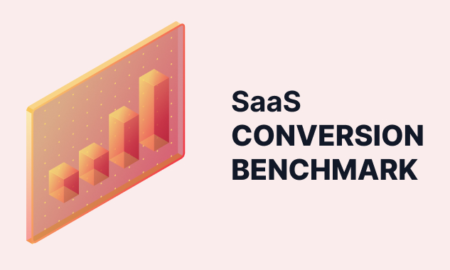 SaaS conversion rate benchmarks dashboard showing industry performance data and comparison metrics for different business models and traffic sources